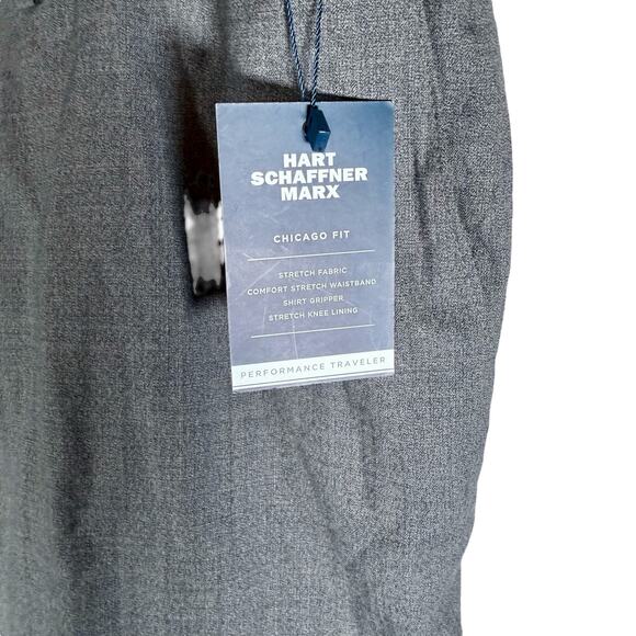 Hart Schaffner Marx Men's 44 Regular 44R Gray 100% Wool Chicago Fit Dress Pants - Picture 5 of 8